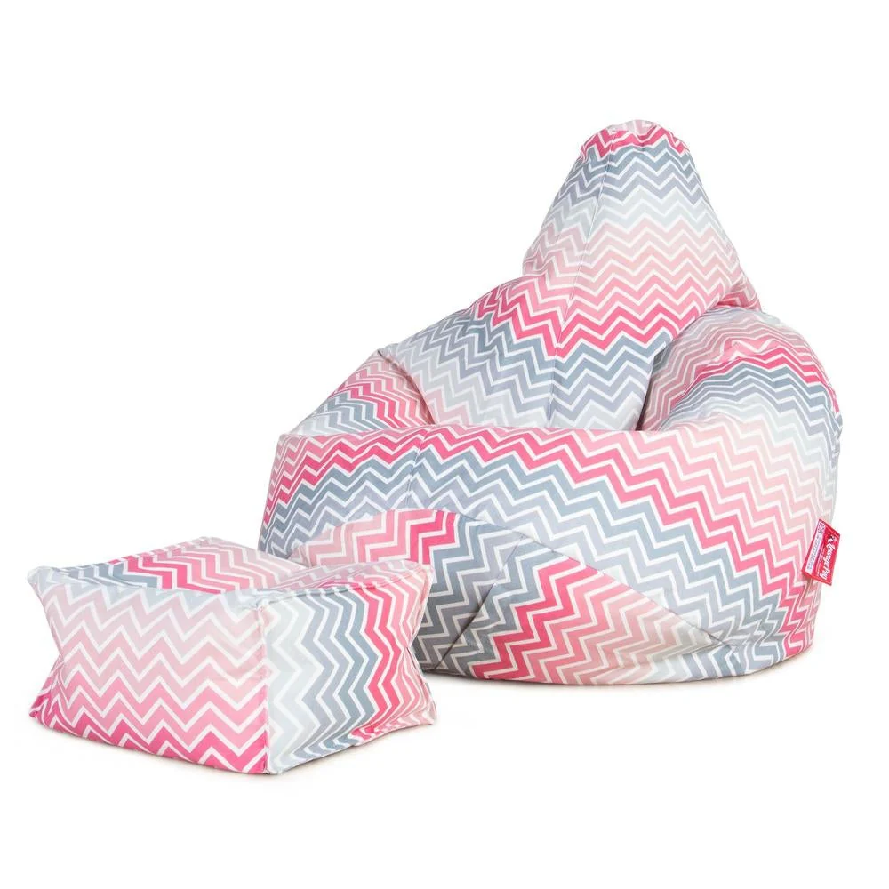 Liten Fotpall - Geometriskt tryck Chevron Rosa - Image 4