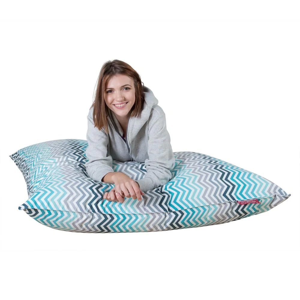 Saccosäck Kudde XXL - Geometriskt tryck Chevron Teal - Image 3
