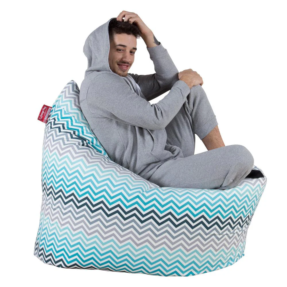 Saccosäck Kudde XXL - Geometriskt tryck Chevron Teal - Image 4