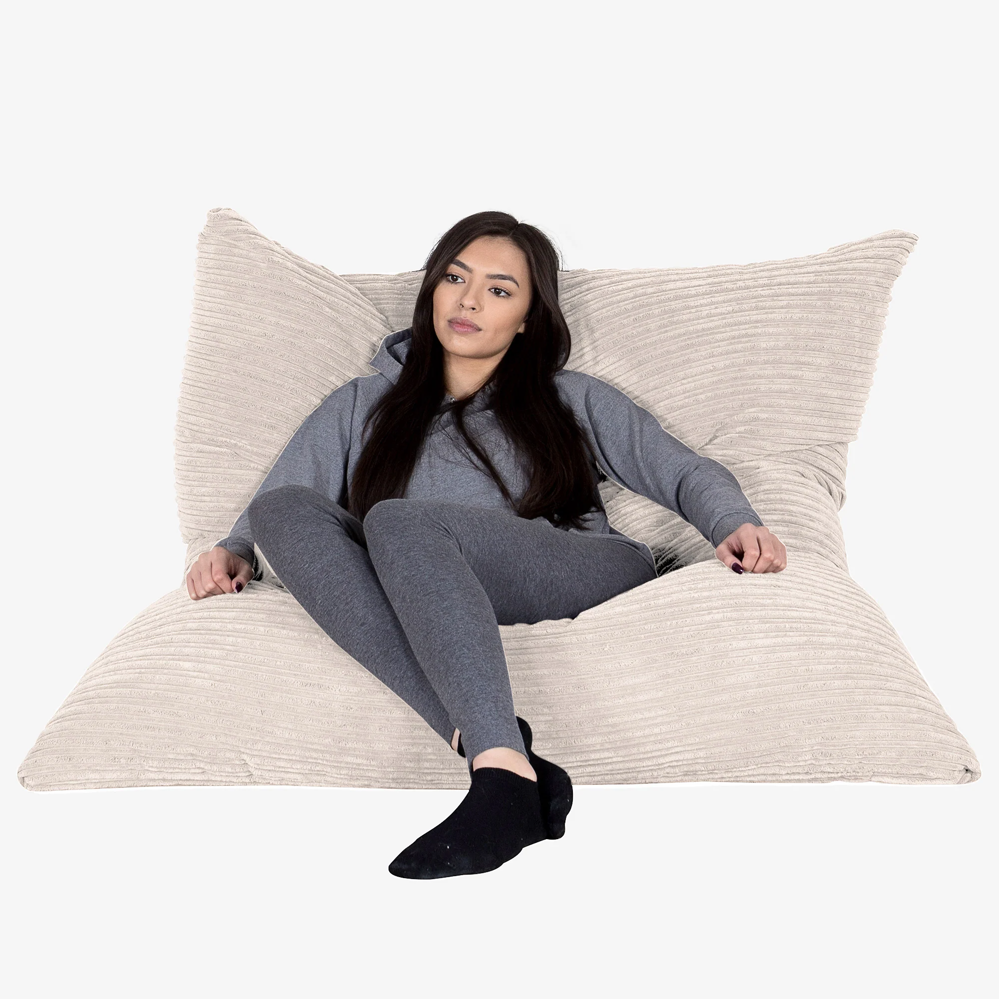 Saccosäck Kudde XXL - Klassisk Manchestertyg Elfenbensvit - Image 4